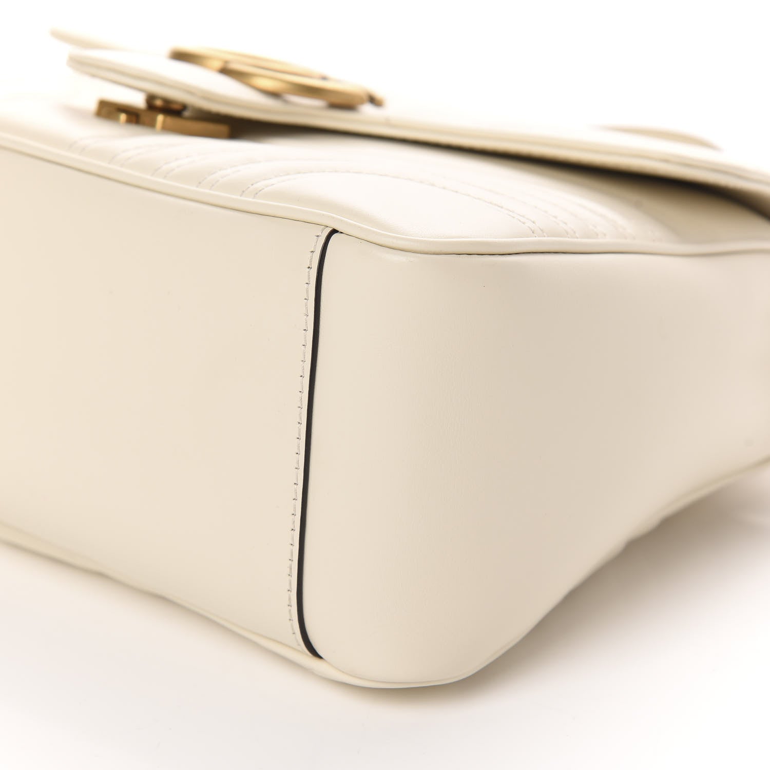 Gucci Calfskin Matelasse Small GG Marmont Top Handle Shoulder Bag White 7 of 13