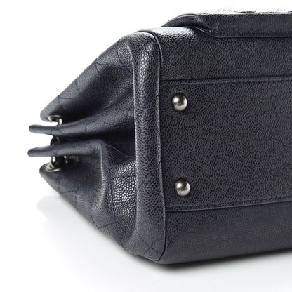 Chanel Caviar Quilted CC Accordion Shopping Bag Navy 9 of 15