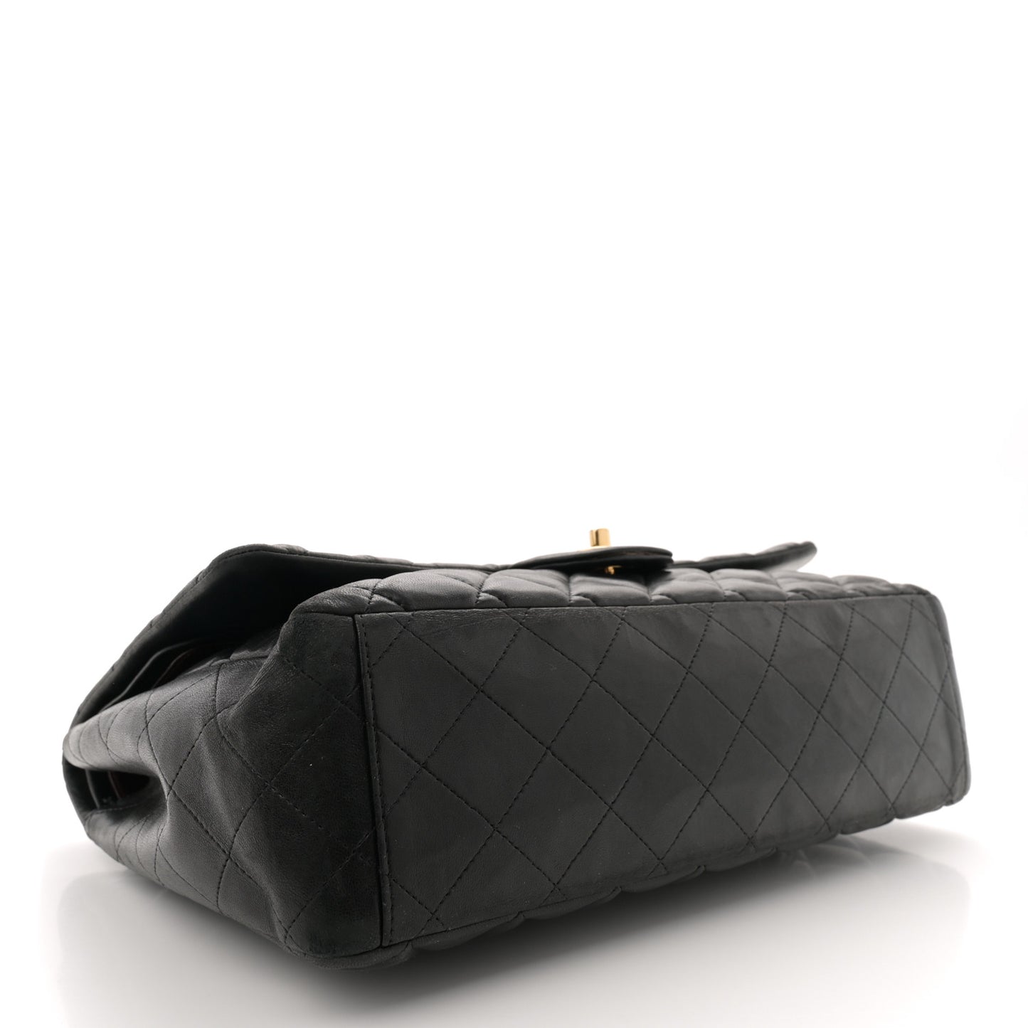 Lambskin Quilted Maxi Double Flap Black