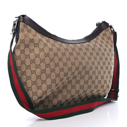 Gucci Monogram Web Medium Half Moon Hobo Dark Brown 2 of 4