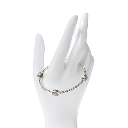 David Yurman Sterling Silver Moonstone 3mm 4 Station Bangle Bracelet 2 of 4