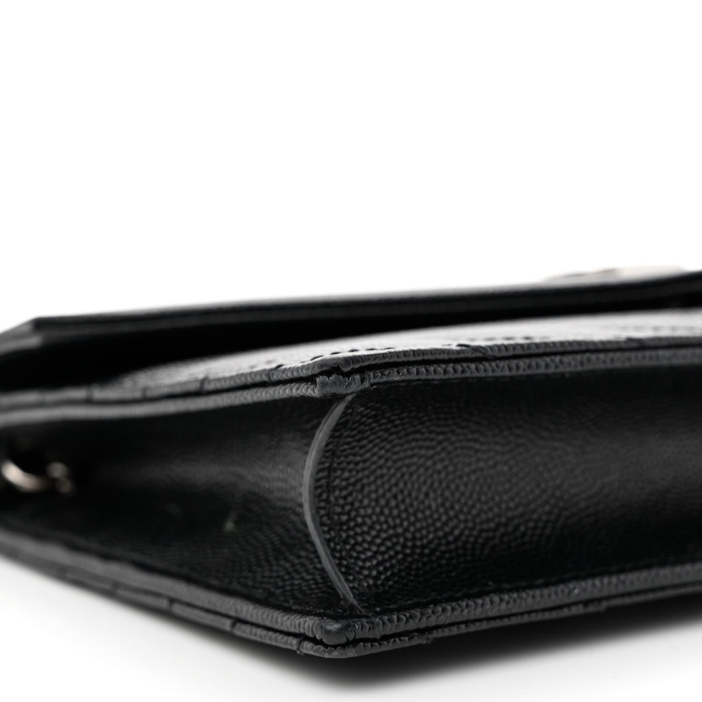 Grain De Poudre Matelasse Chevron Monogram Envelope Chain Wallet Black