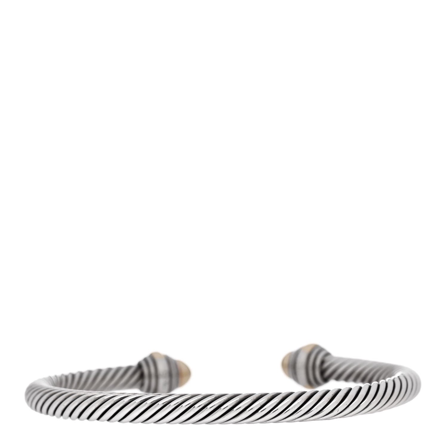 David Yurman Sterling Silver 14K Yellow Gold 5mm Cable Classics Dome Bracelet 2 of 4