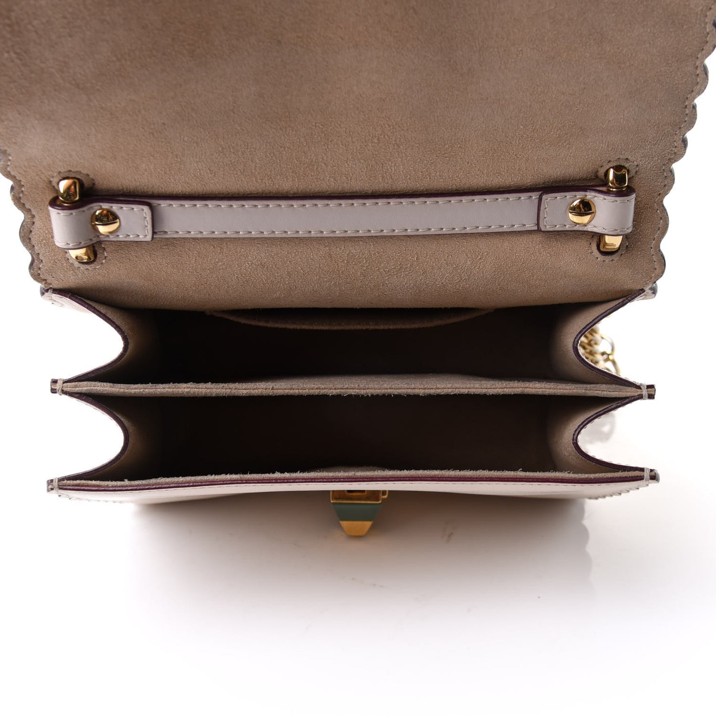 Vitello Liberty Scalloped Studded Small Kan I Shoulder Bag Camelia