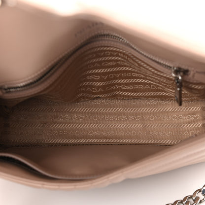Prada Soft Calfskin Impunture Diagramme Medium Chain Flap Shoulder Bag Cipria 4 of 9