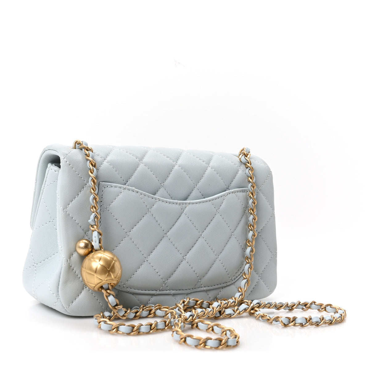 Chanel Lambskin Quilted Mini Rectangular Pearl Crush Flap Light Blue 3 of 11