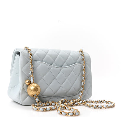 Chanel Lambskin Quilted Mini Rectangular Pearl Crush Flap Light Blue 3 of 11