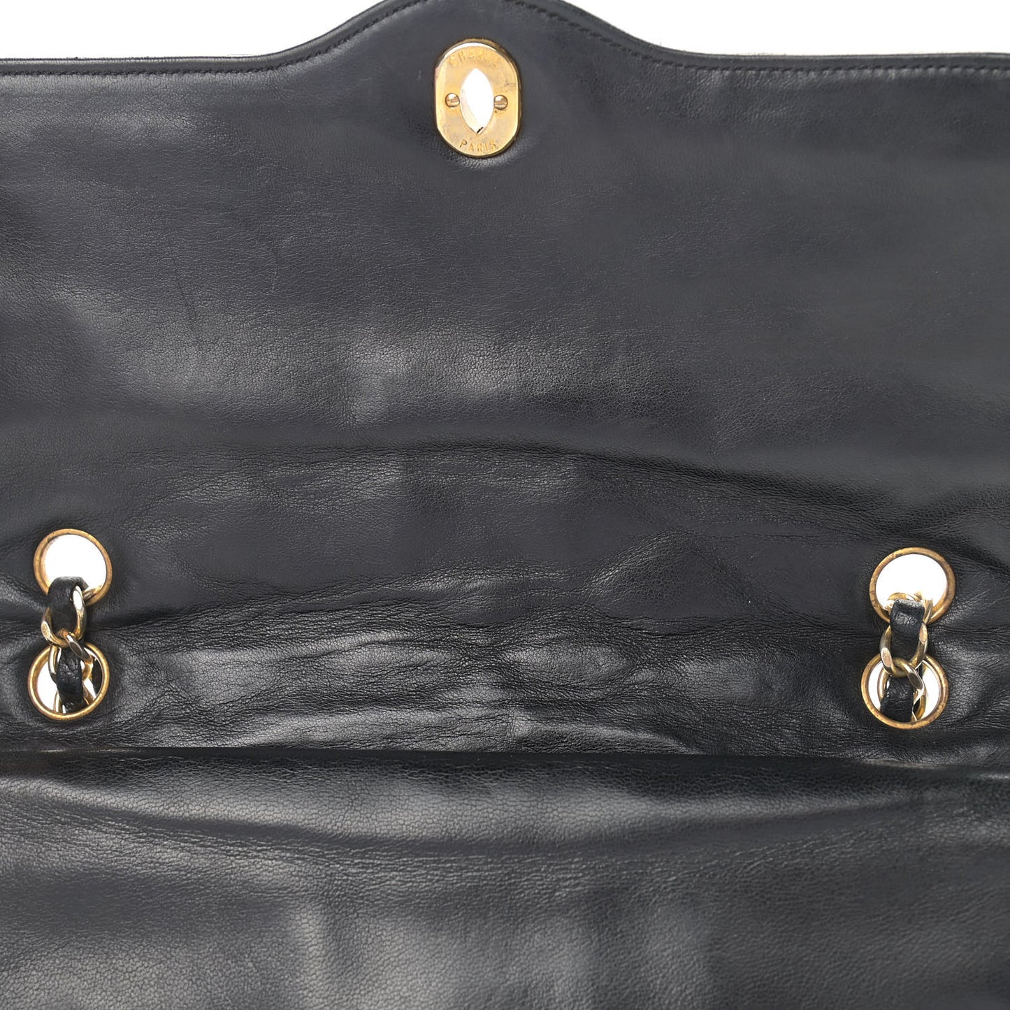 Lambskin Quilted Medium Double Flap Black
