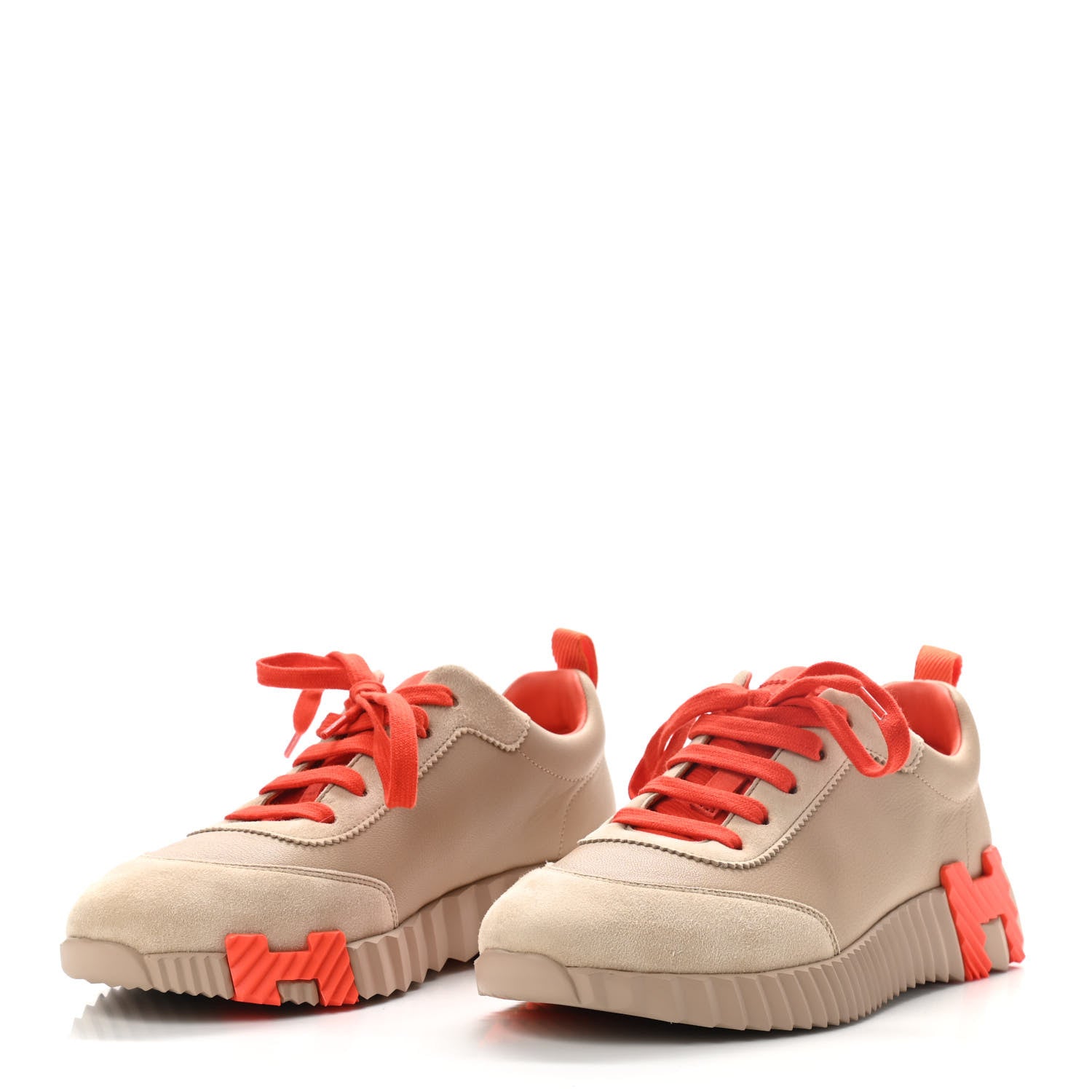 Hermes Goatskin Suede Bouncing Sneakers 38 Beige Sarrasin Sanguine 3 of 10