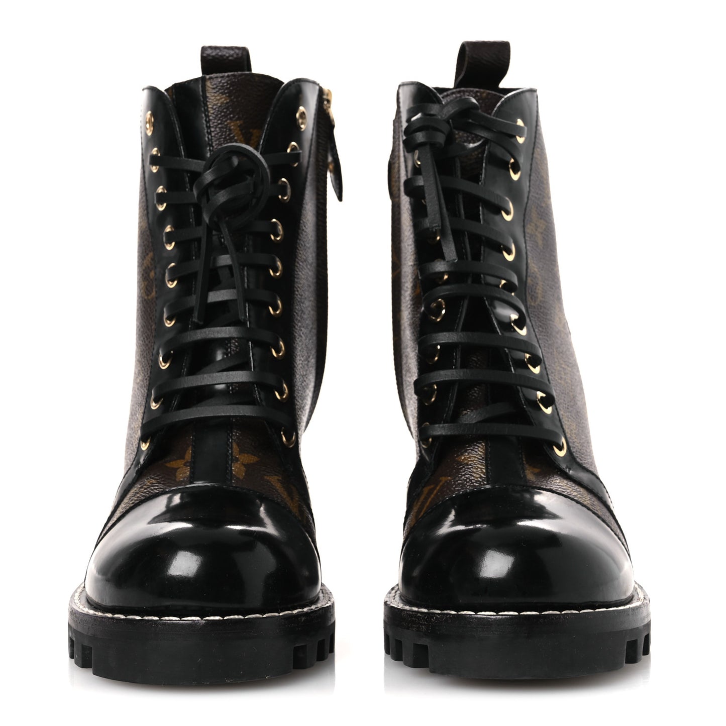 Patent Calfskin Monogram Star Trail Ankle Boots 40 Black