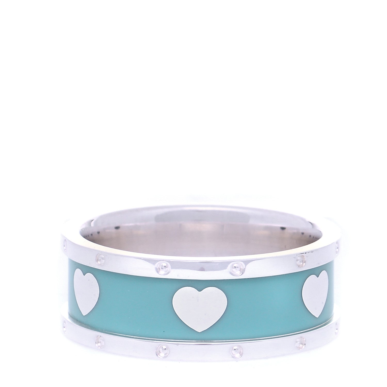 Tiffany Sterling Silver Enamel Heart Band Ring 56 7.5 3 of 5