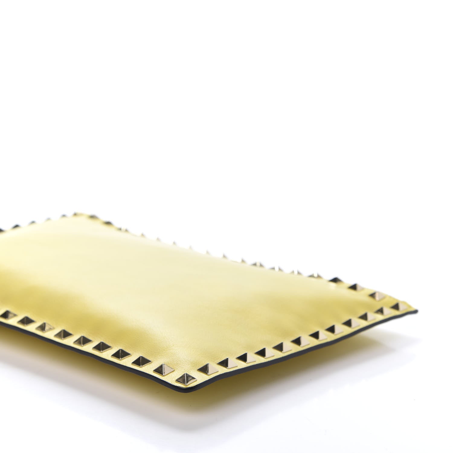 Valentino Garavani Vitello Large Rockstud Zip Pouch Yellow 7 of 10