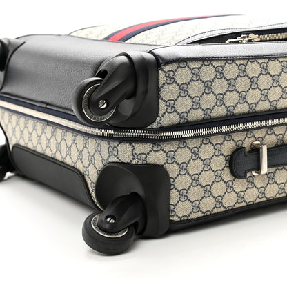 Gucci GG Supreme Monogram Textured Dollar Calfskin Web Savoy Cabin Plus Trolley Beige Blue 7 of 9