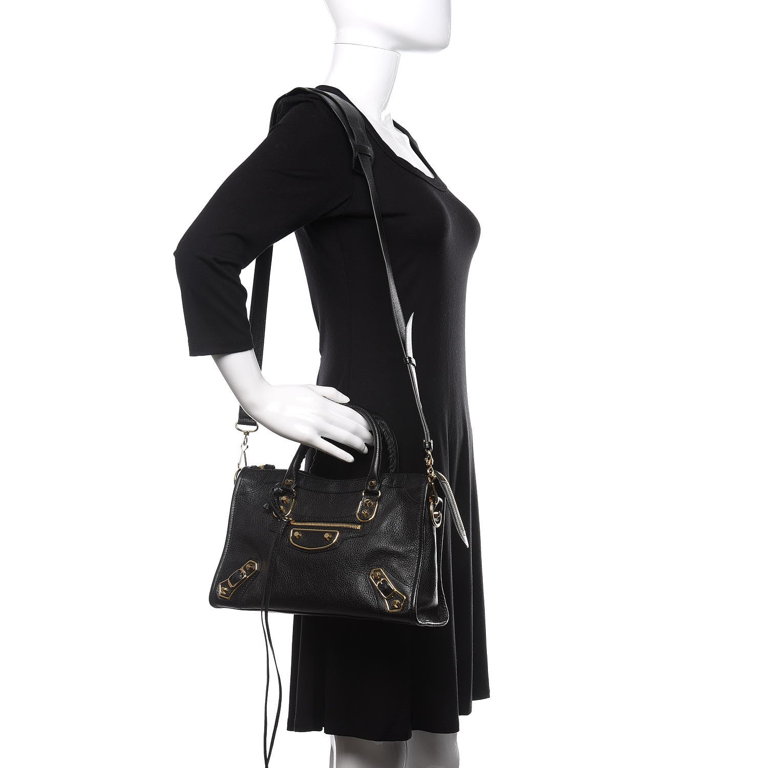 Balenciaga Chevre Gold Metallic Edge Hardware S City Black 2 of 9