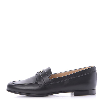 Chanel Lambskin CC Loafers 36 Black 1 of 9