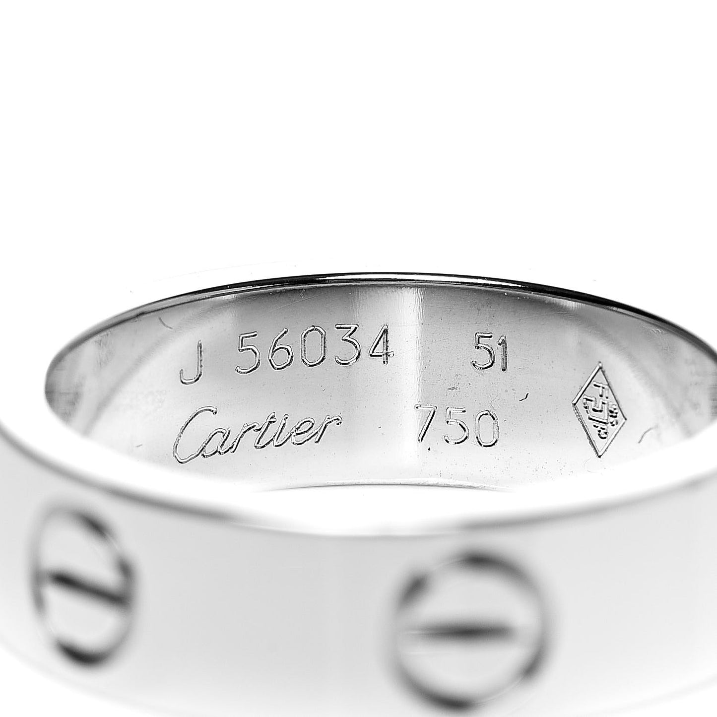 18K White Gold 5.5mm LOVE Ring 51 5.75