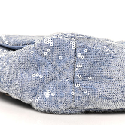Chanel Sequin Quilted Medium Chanel 19 Flap Light Blue 9 of 10