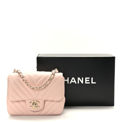 Chanel Lambskin Chevron Quilted Mini Square Flap Light Pink 10 of 10