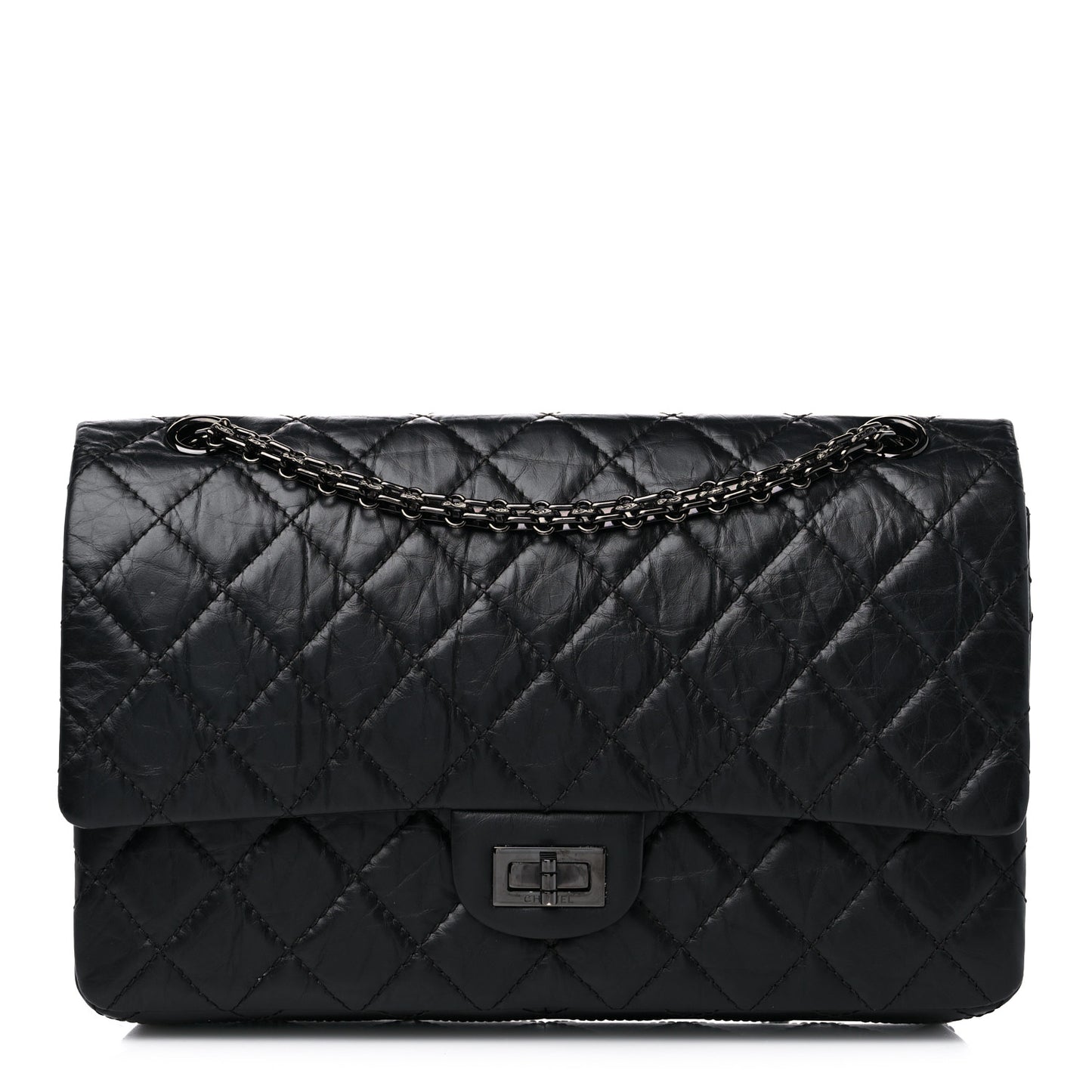 Aged Calfskin Quilted 2.55 Reissue 226 Flap So Black