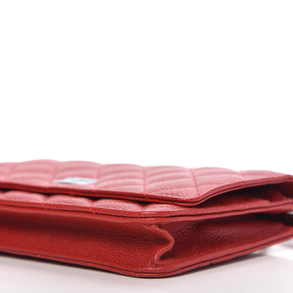 Chanel Caviar Quilted Wallet on Chain WOC Red 7 of 12