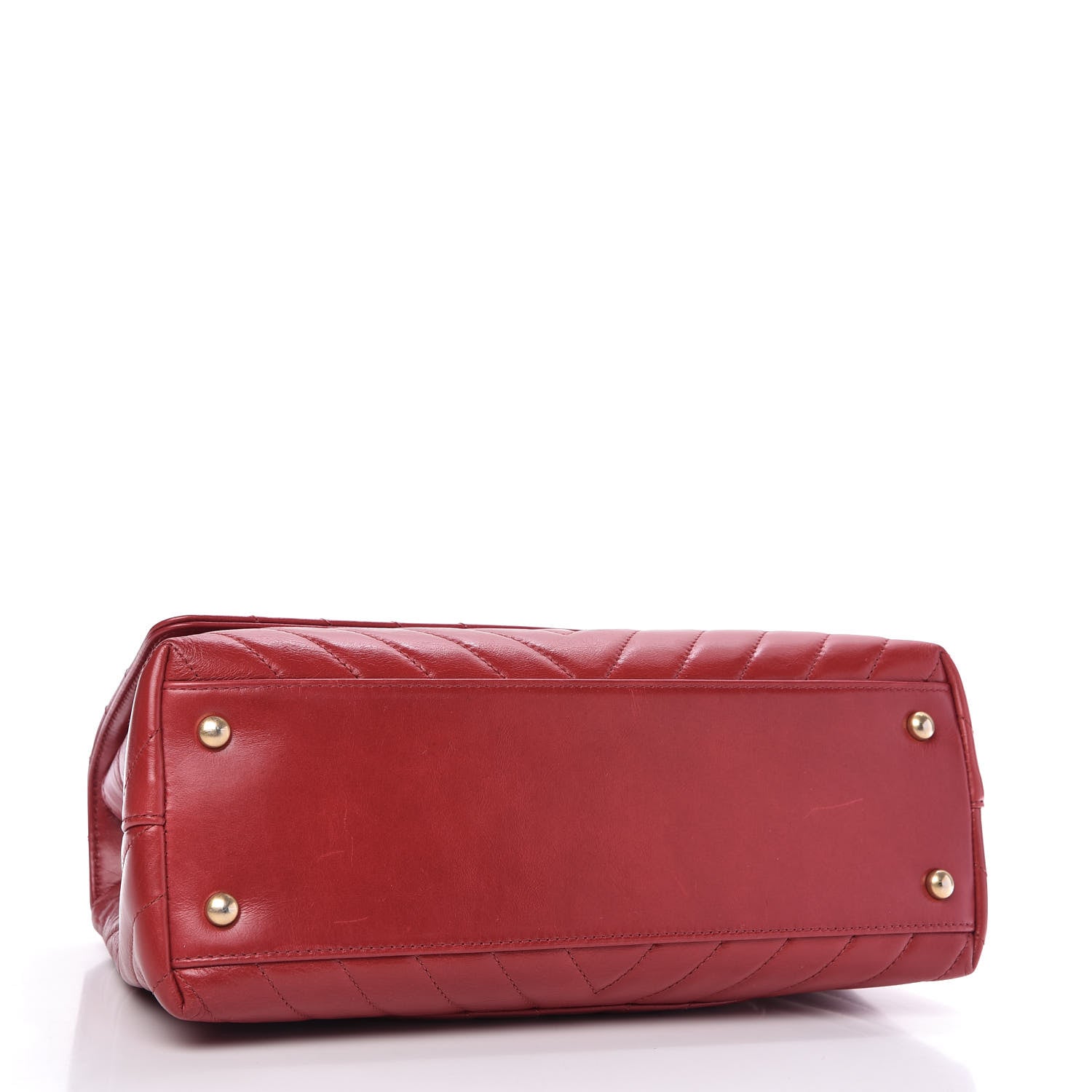 Chanel Calfskin Chevron Quilted Small Coco Handle Flap Red 4 of 10