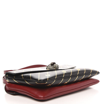 Gucci Calfskin Diagonal GG Medium Thiara Double Envelope Shoulder Bag Black Red 4 of 11