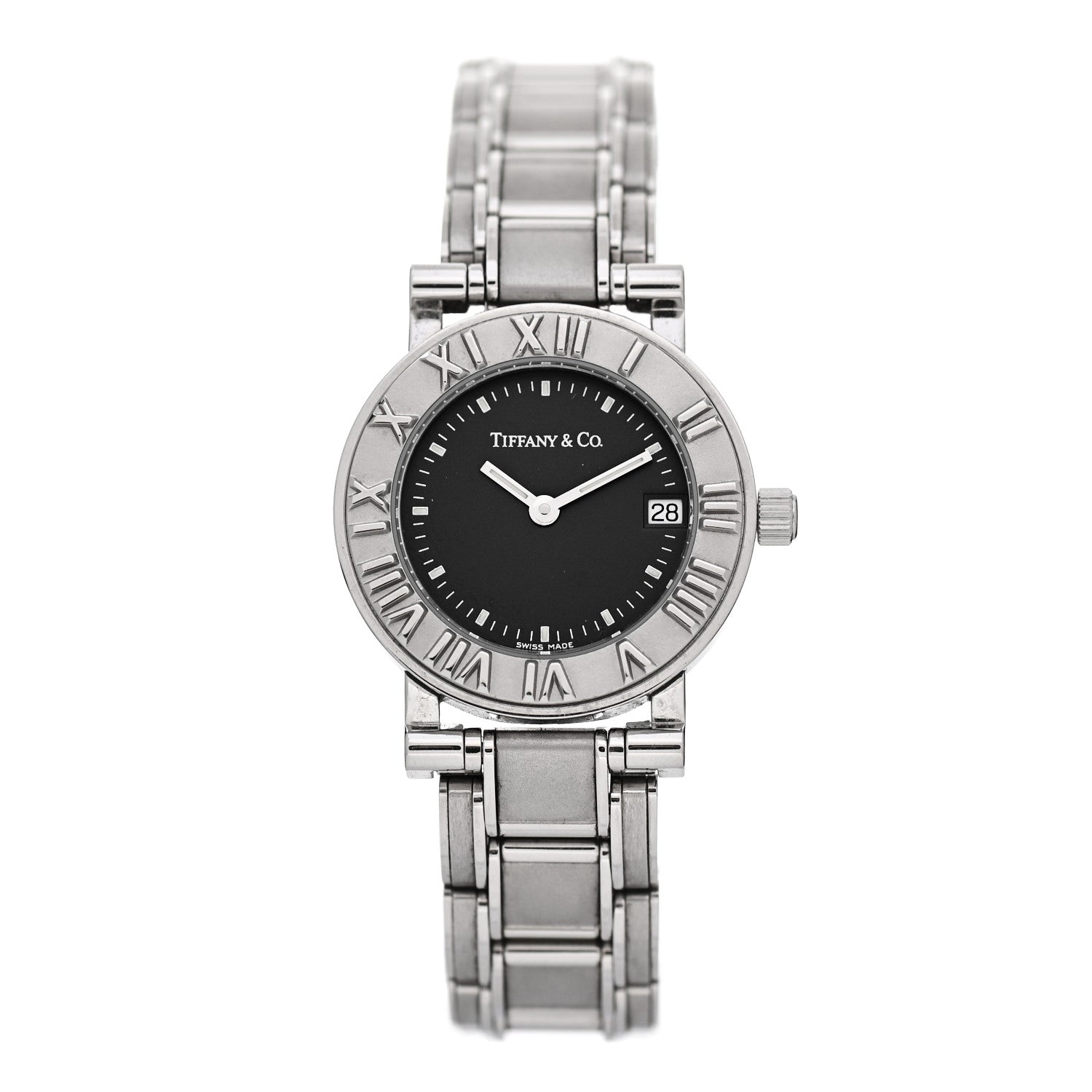 Tiffany Stainless Steel 25mm Atlas Quartz Watch Black 1 of 5