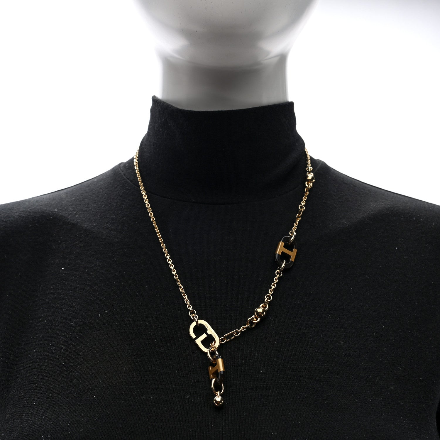 HERMES ネックレス Hermes Lacquered Horn Permabrass Sur Mer Necklace Small Model Gold