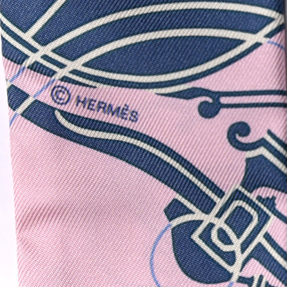 Hermes Silk Ex-Libris Twilly Rose Pale Vert Ocre 3 of 4