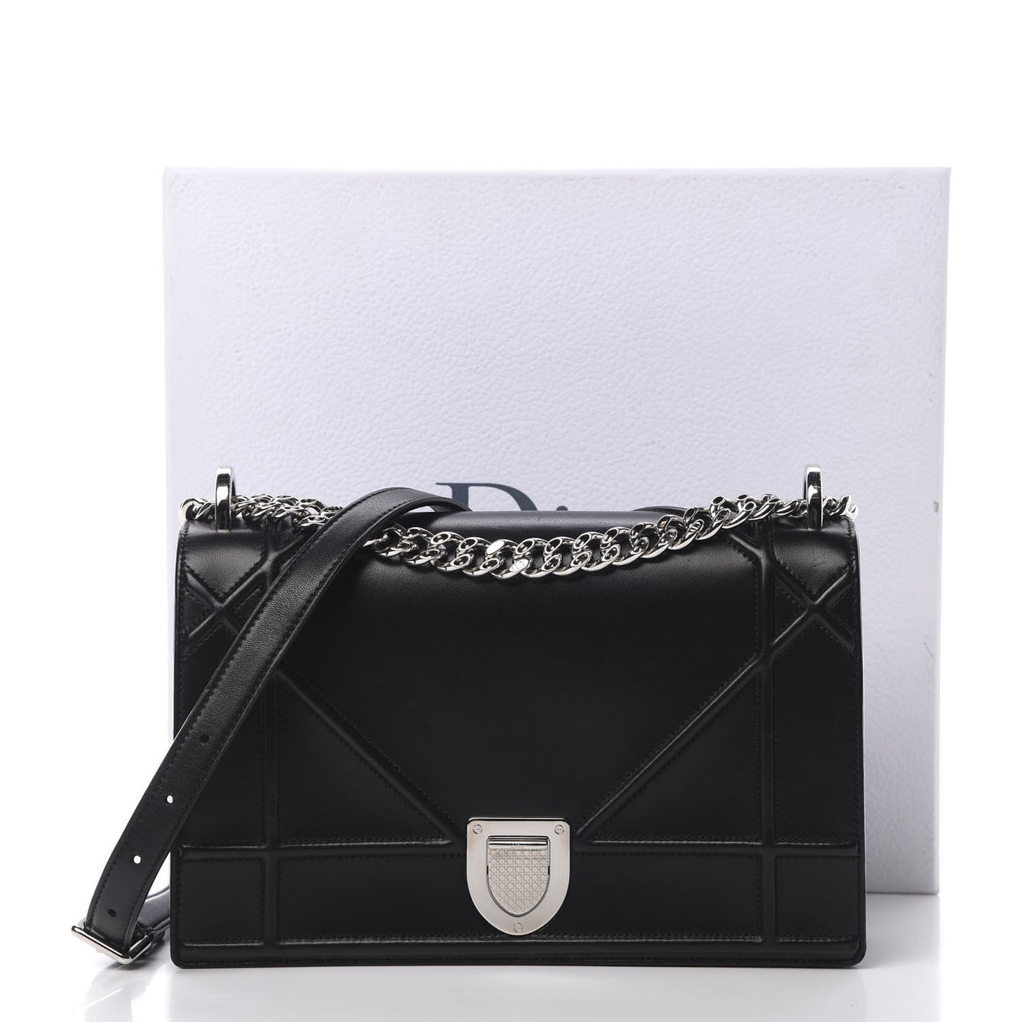 Lambskin Medium Diorama Flap Bag Black