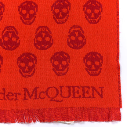Alexander McQueen Wool Reversible Upside Down Skull Scarf Red Bordeaux 3 of 3