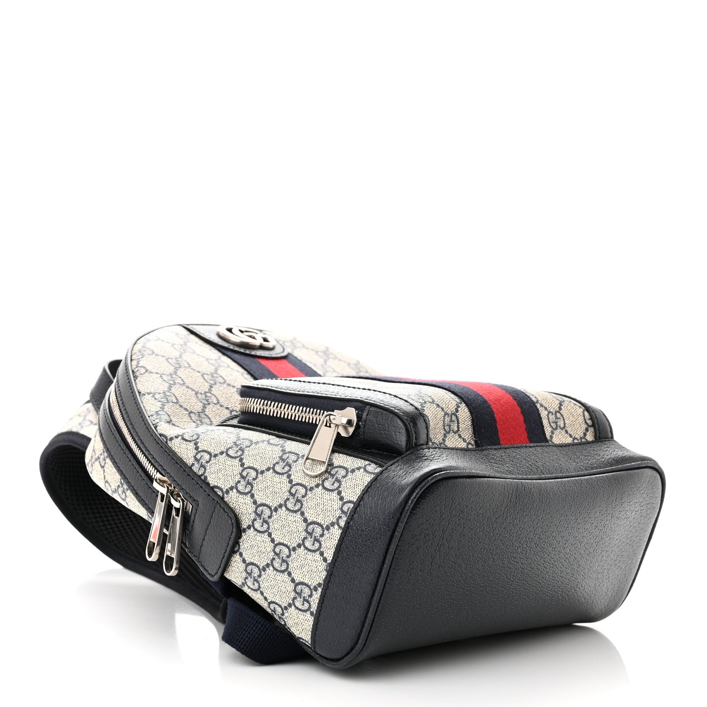 GG Supreme Monogram Textured Dollar Calfskin Web Small Ophidia Day Backpack Beige Blue Black