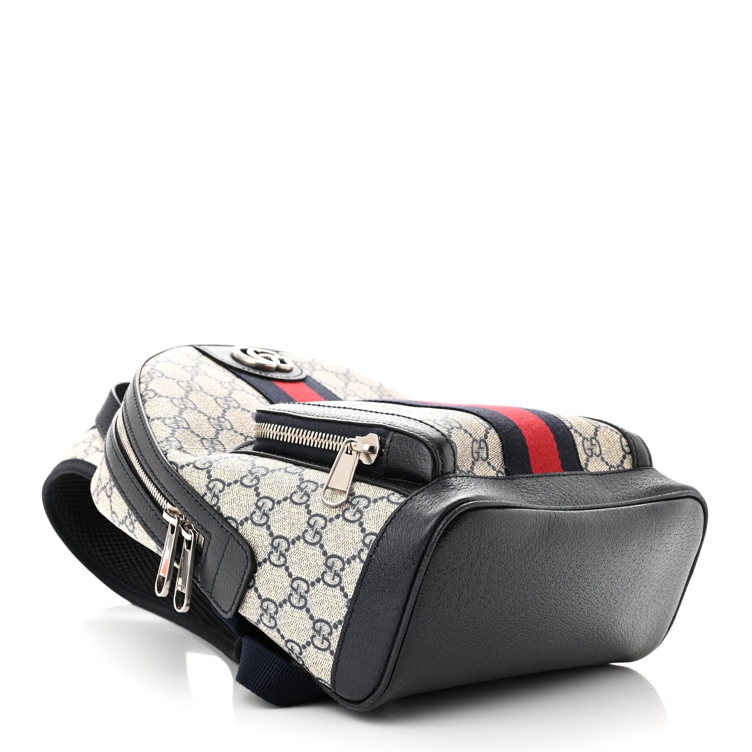 Gucci GG Supreme Monogram Textured Dollar Calfskin Web Small Ophidia Day Backpack Beige Blue Black 4 of 10