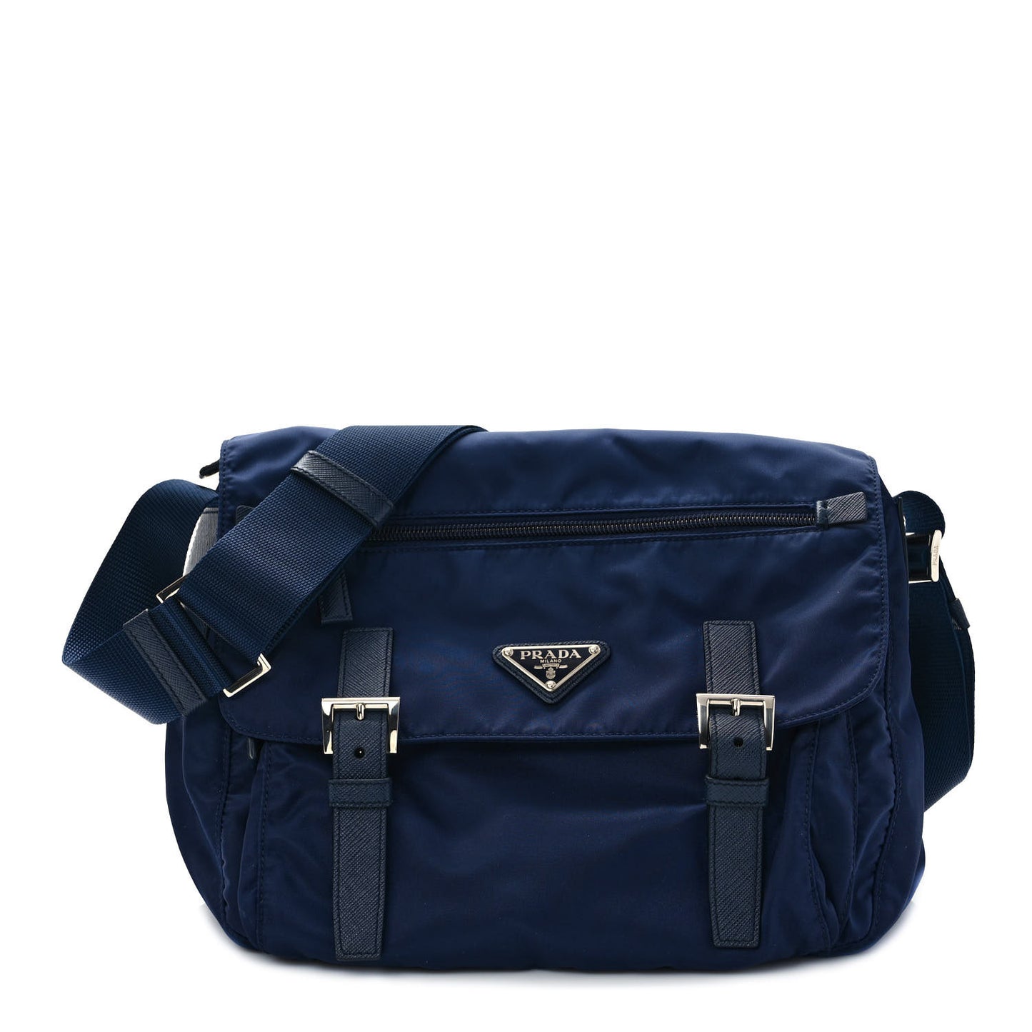 Tessuto Nylon Saffiano Vela Messenger Bag Navy