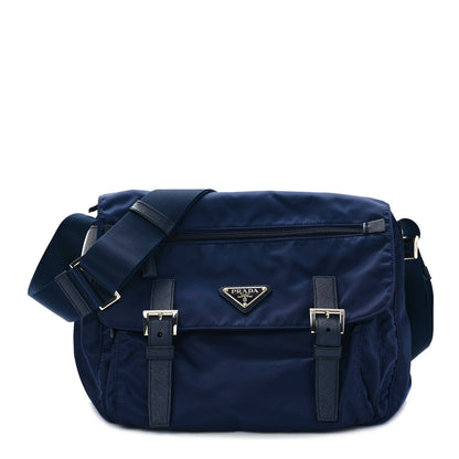 Prada Tessuto Nylon Saffiano Vela Messenger Bag Navy 1 of 7