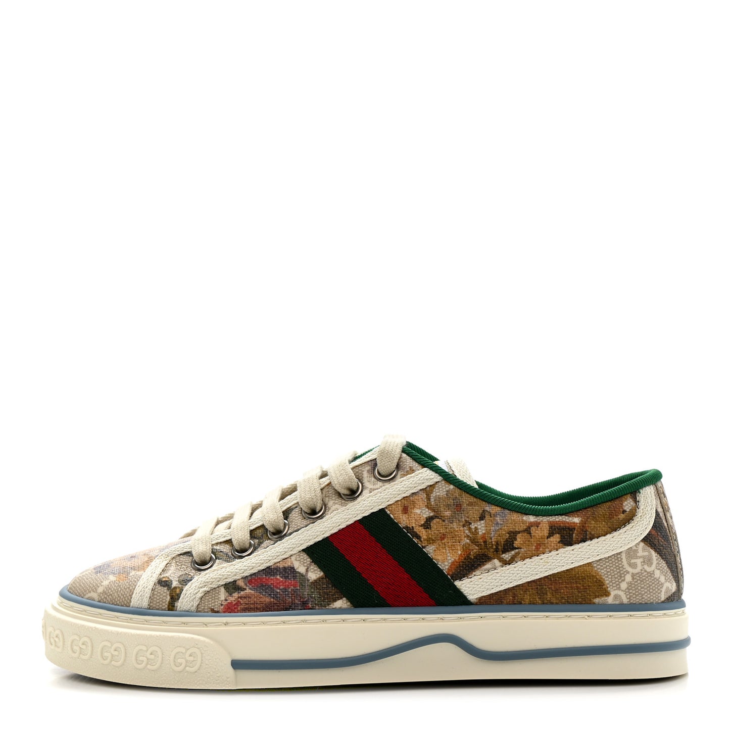 GG Supreme Monogram Water Flora Web Womens 1977 Tennis Sneakers 35.5 Beige White Multicolor Mystic White