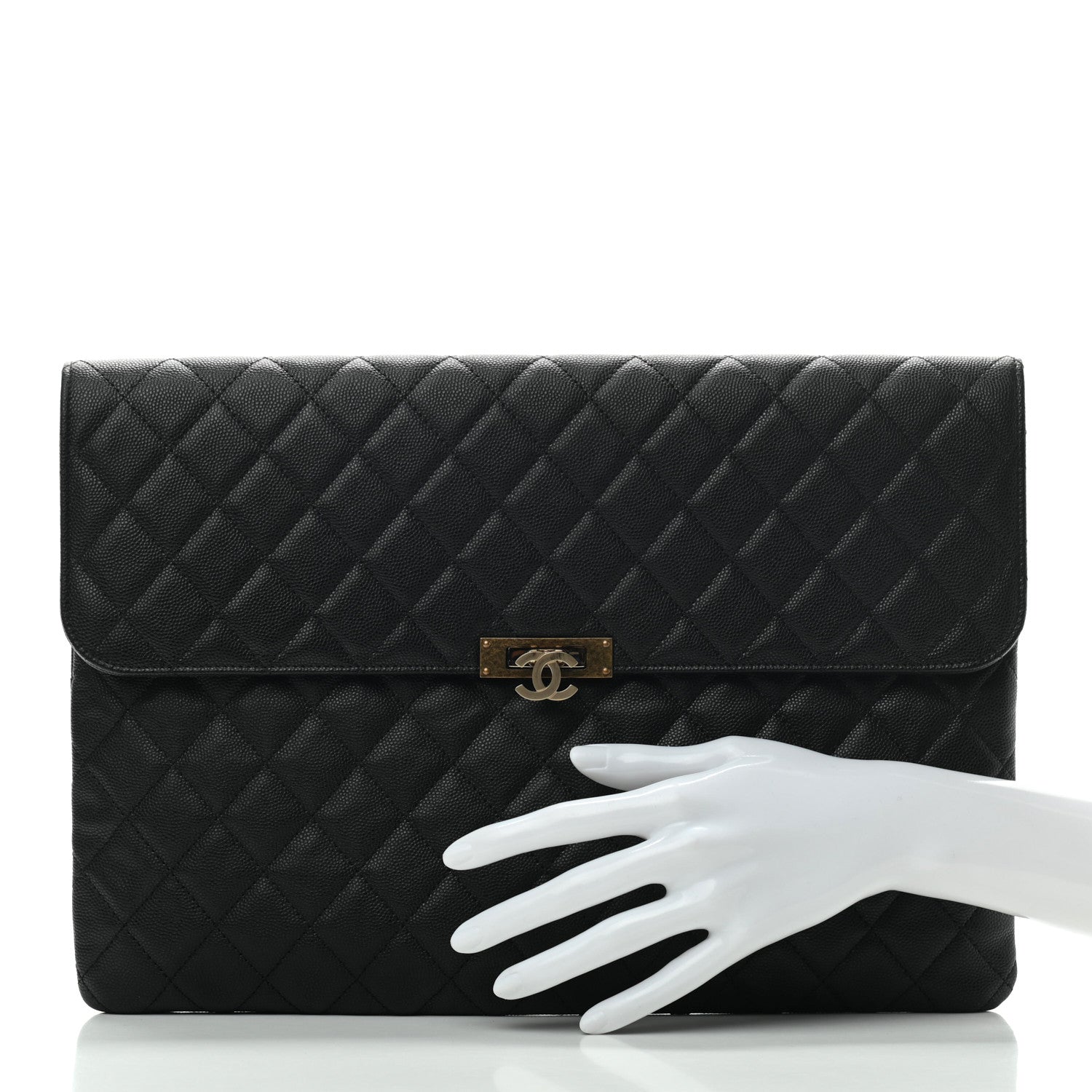 Chanel Caviar Quilted Large Golden Class Pouch Black 2 of 7