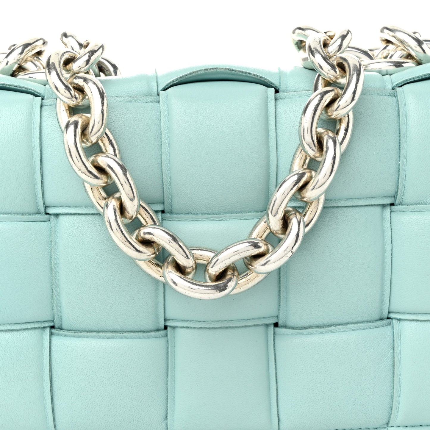 Lambskin Maxi Intreccio Padded Chain Cassette Crossbody Bag Spearmint