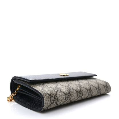 Gucci Dollar Calfskin GG Supreme Monogram Petite GG Marmont Wallet Chain Bag Black Beige Ebony 4 of 11