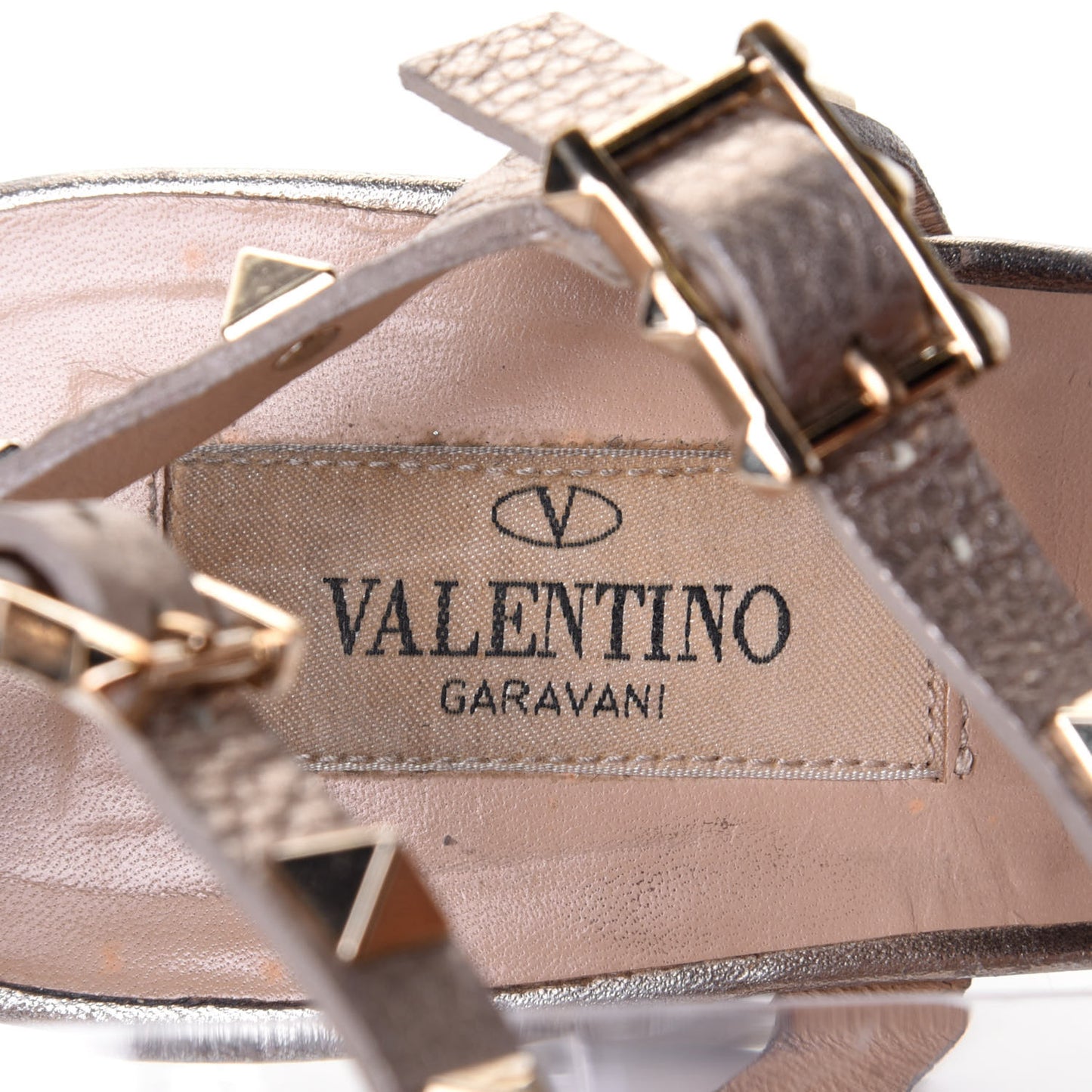 Metallic Calfskin Rockstud 60mm City Sandals 39 Skin