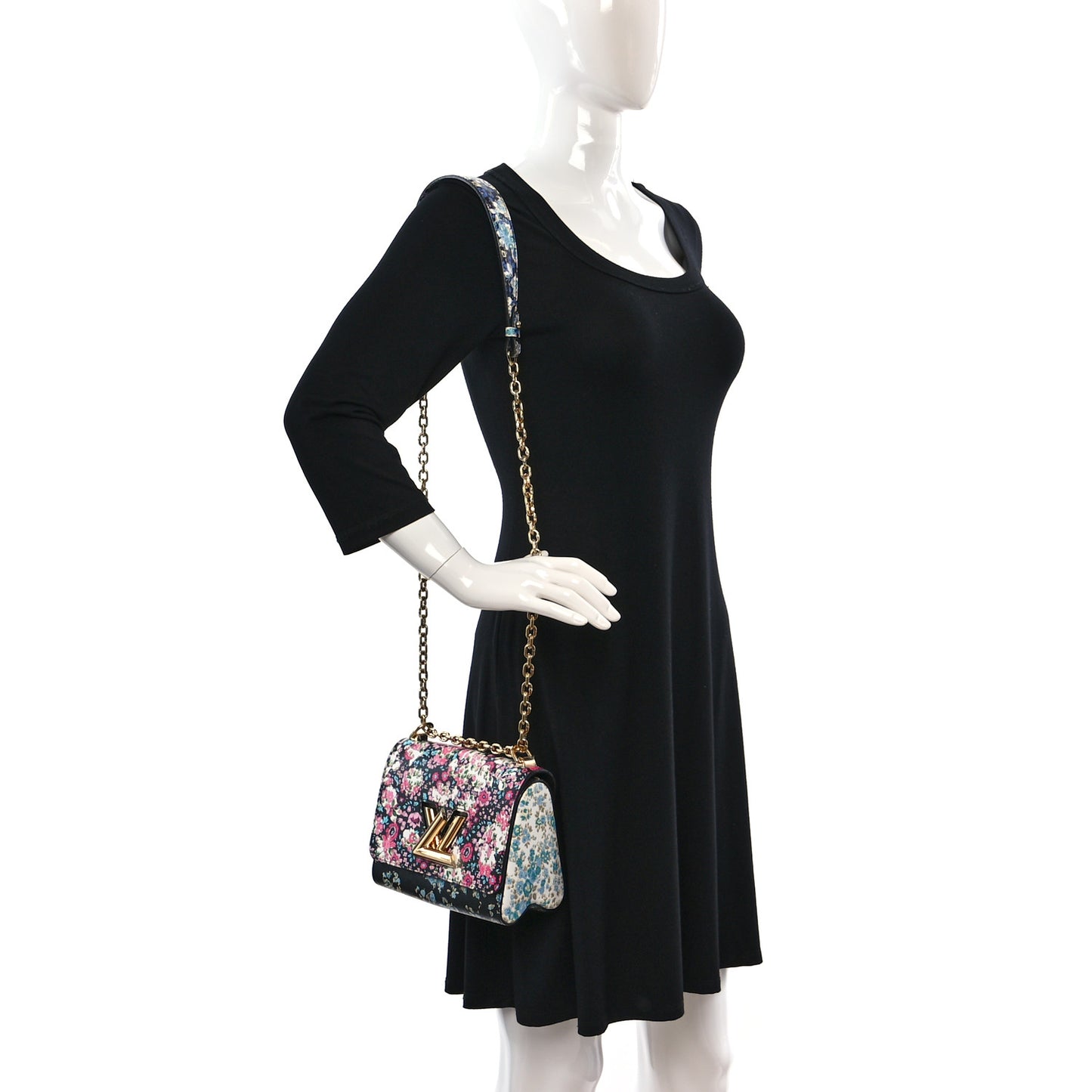 Printed Calfskin Flower Twist Shoulder Bag PM