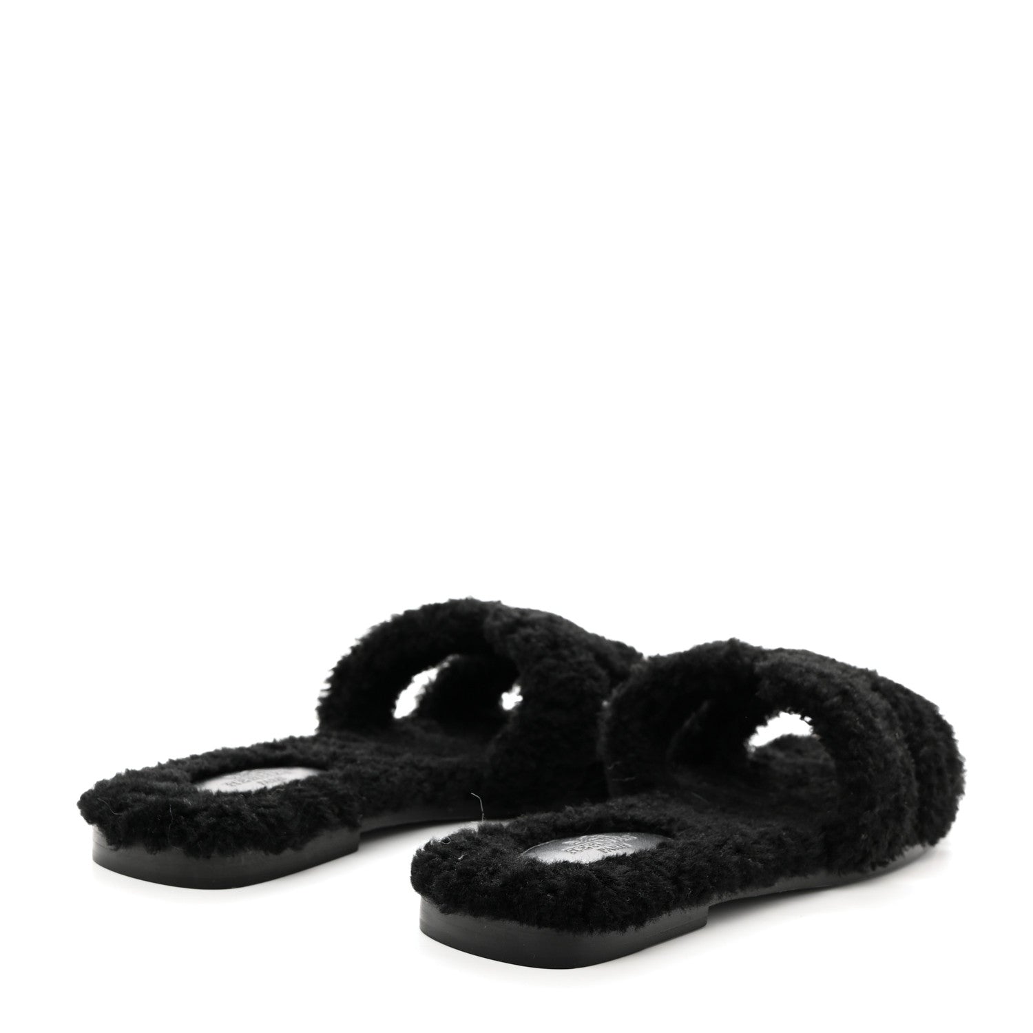 Hermes Woolskin Oran Sandals 38.5 Black 4 of 8