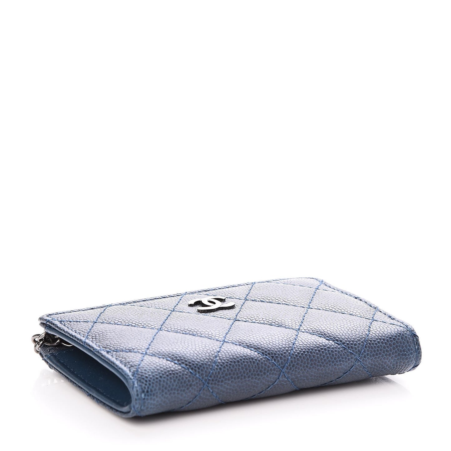 Caviar Quilted Key Holder Case Blue