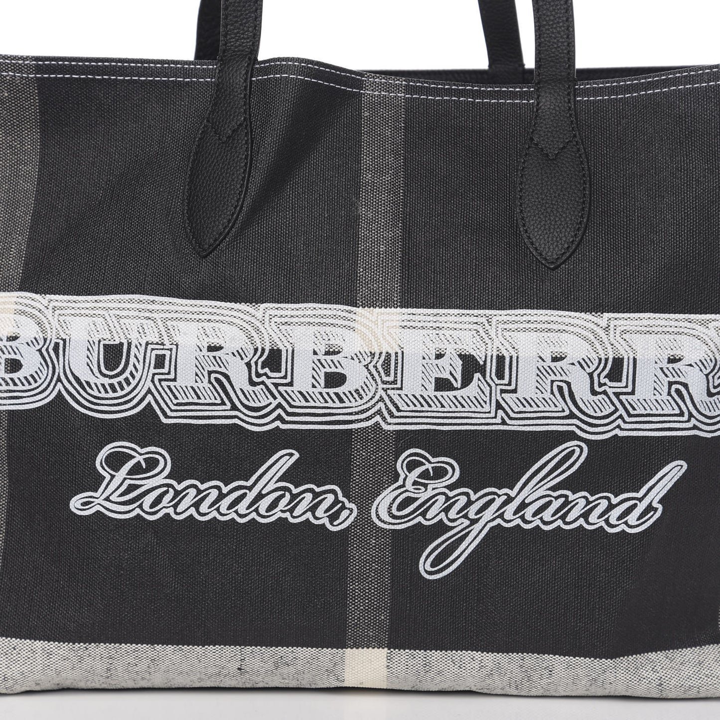 Coated Canvas Mega Check Medium Doodle Tote Black White