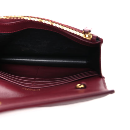 Saint Laurent Calfskin Matelasse Chevron Monogram Envelope Chain Wallet Rouge Merlot 5 of 11