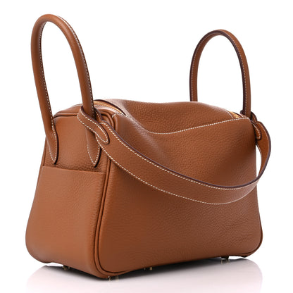 Hermes Taurillon Clemence Lindy 26 Gold 3 of 9