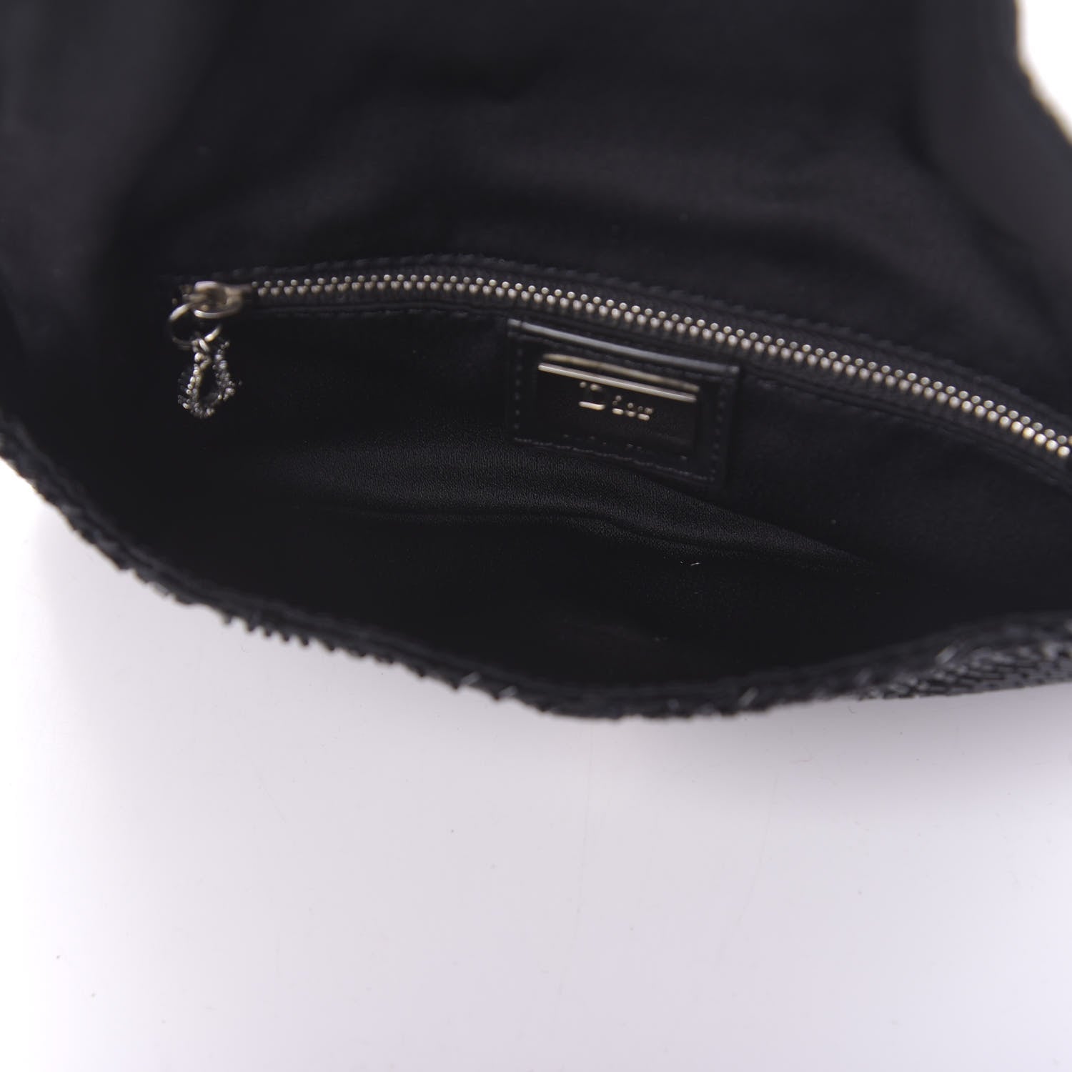 Christian Dior Satin Beaded Flap Clutch Black 5 of 10