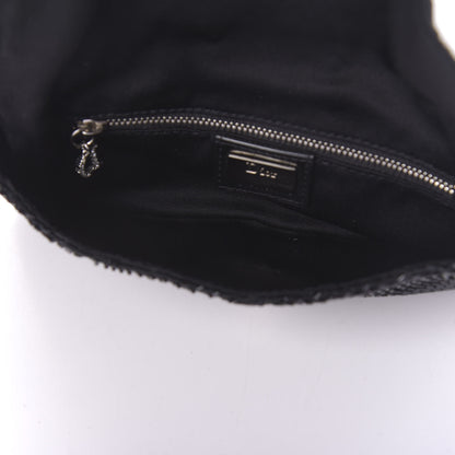 Christian Dior Satin Beaded Flap Clutch Black 5 of 10