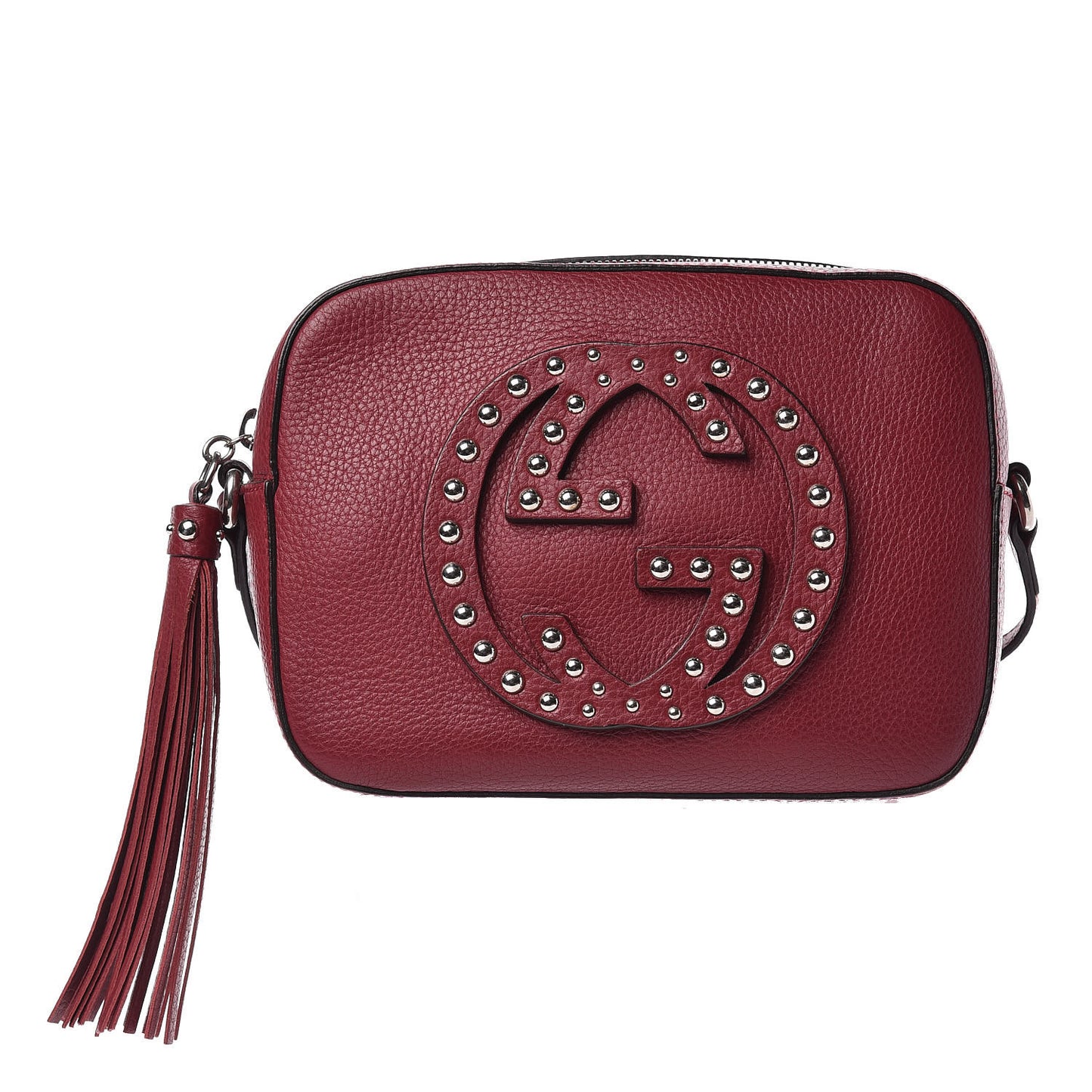 Pebbled Calfskin Studded Small Soho Disco Bag Soft Burgundy