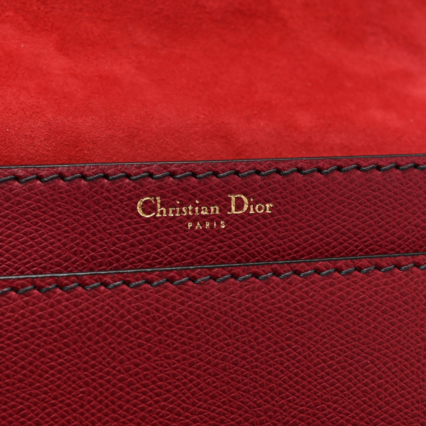 Grained Calfskin J'Adior Chain Flap Bag Red